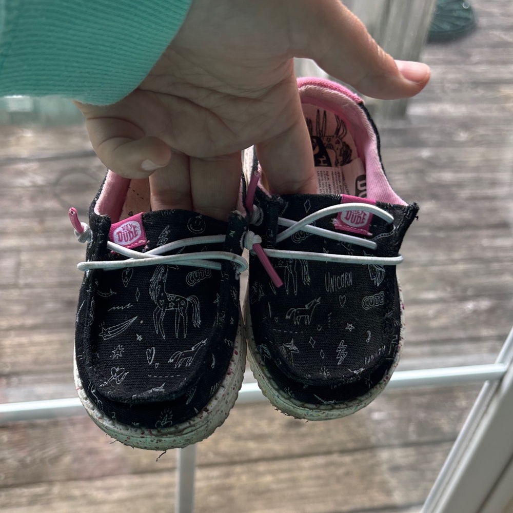Hey Dude Black & Pink Kids Unicorn Slip-On Sneakers